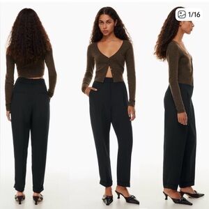 Aritzia Wilfred Dashwood Pant - Black Crepette High-waisted pleated trousers 4